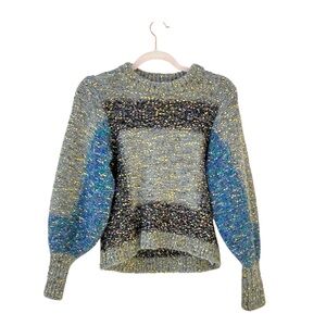 Ted Baker London Multicolor Gray Blue Yellow Wool Blend Chunky Knit Sweater sz 2